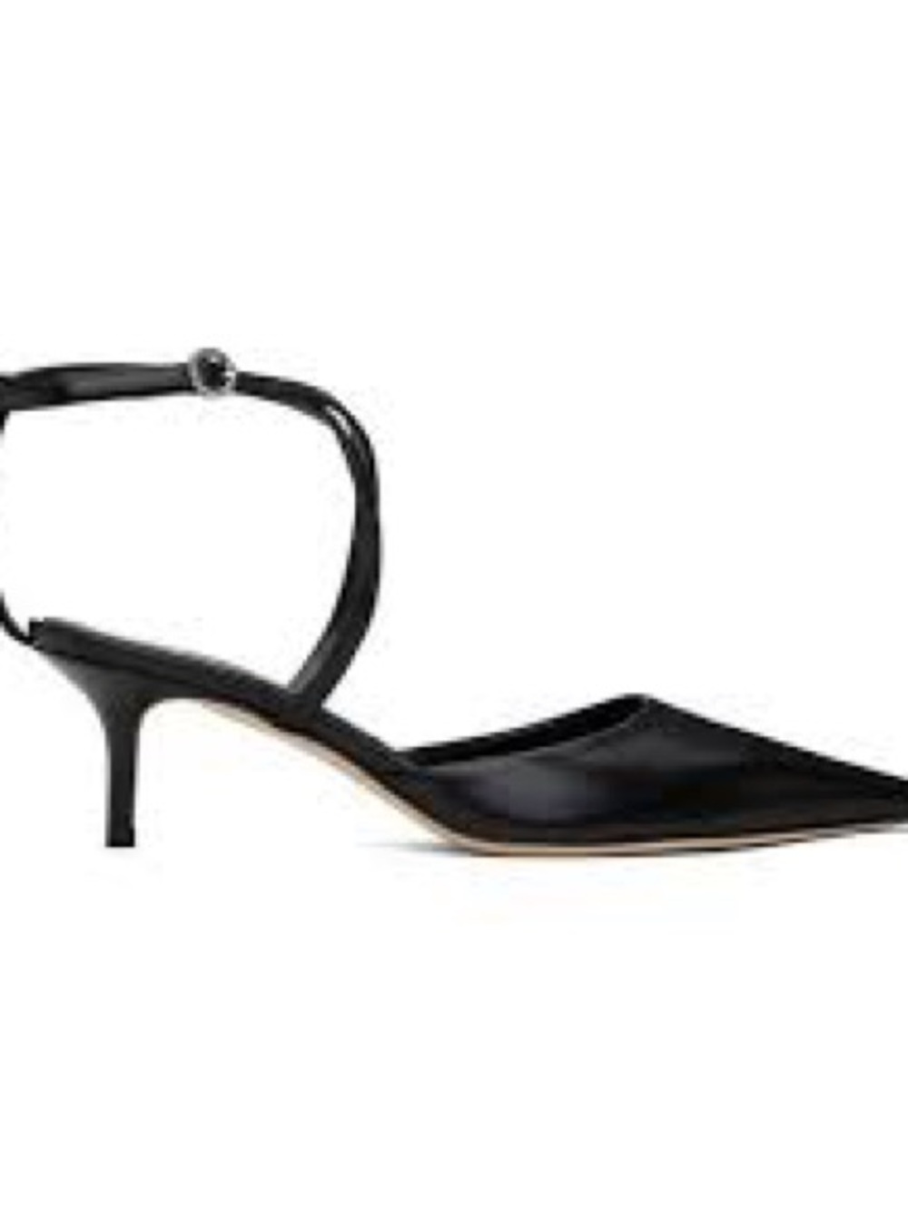 New Salome Black Nappa Leather Kitten Heel Pumps